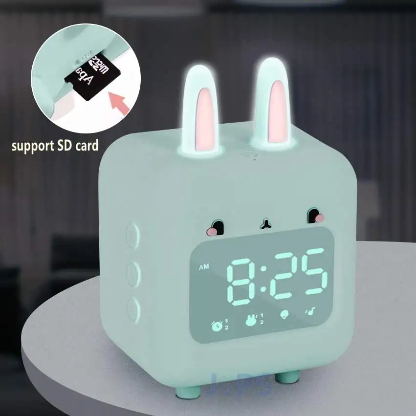 Sveglia per bambini sveglia digitale coniglio carino per bambini luce  notturna orologio da comodino sonno Trainer supporto SD Card regali per  bambini