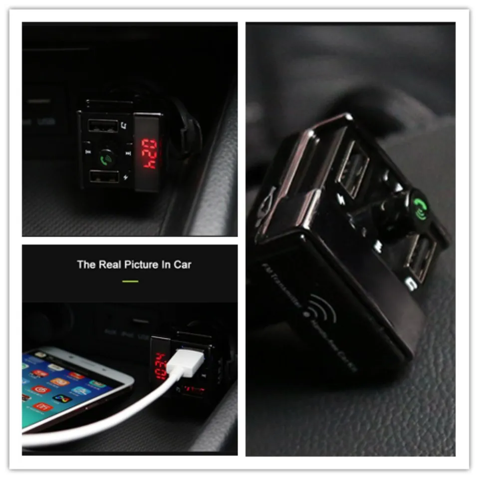 Bluetooth автомобильный комплект Hands Free FM передатчик аудио MP3 музыкальный плеер 2 Dual USB быстрое автомобильное зарядное устройство для телефона быстрое зарядное устройство