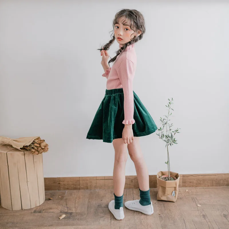 Winter Turtleneck Solid Sweaters Teenage Girls Knit Tops Kids Clothing Autumn Baby Big Girl Long Sleeve Sweater Clothes