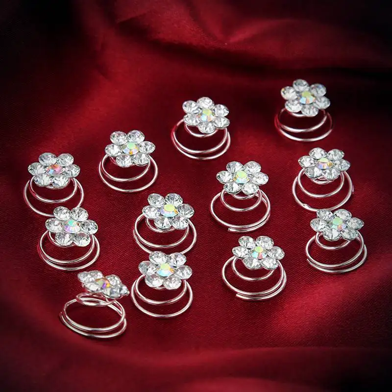 

Spirals Swirls Pins Hair 10 pcs Girls Hair Clip Twists Pearl Flower Crystal Bridal Wedding