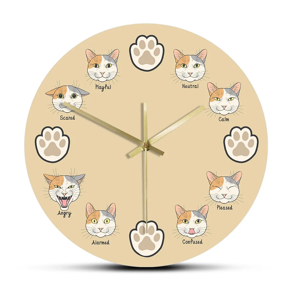 

Декоративные настенные часы с изображением кошки, котенка, лапы, котенка, лица, чувства, кошки, влюбленные настенные часы, бесшумные настенные часы