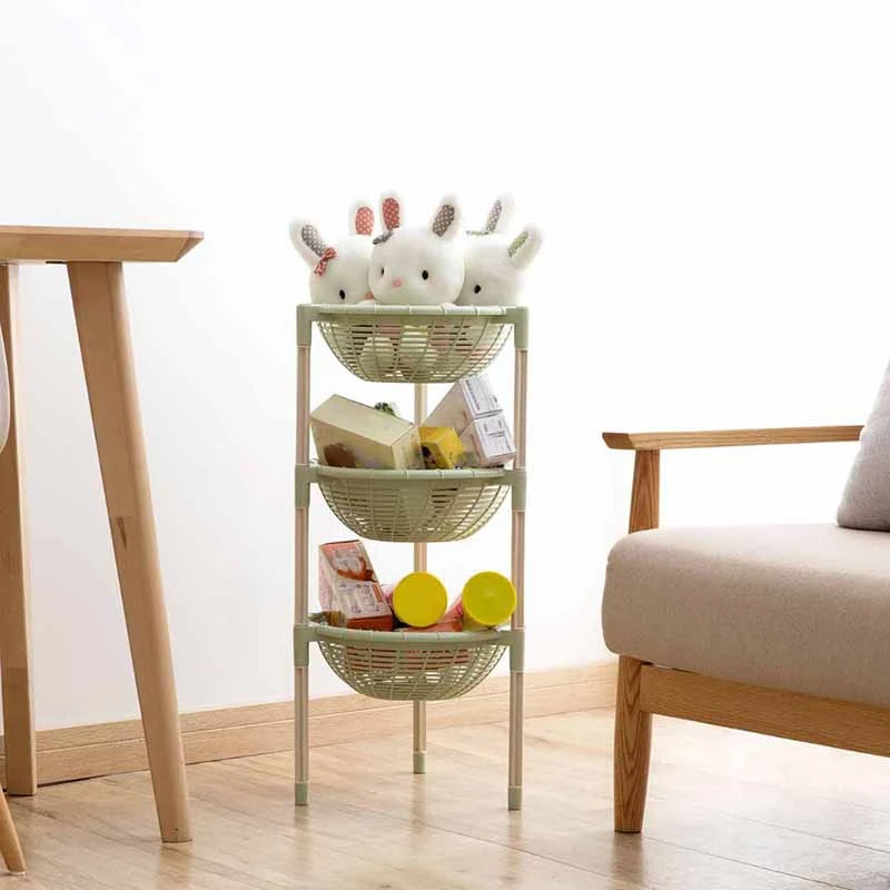 

Round Storage Rack Organizer 3 Layers Dishes Rack Fruit and Vegetable Shelf Storage Organizer Kitchen Green