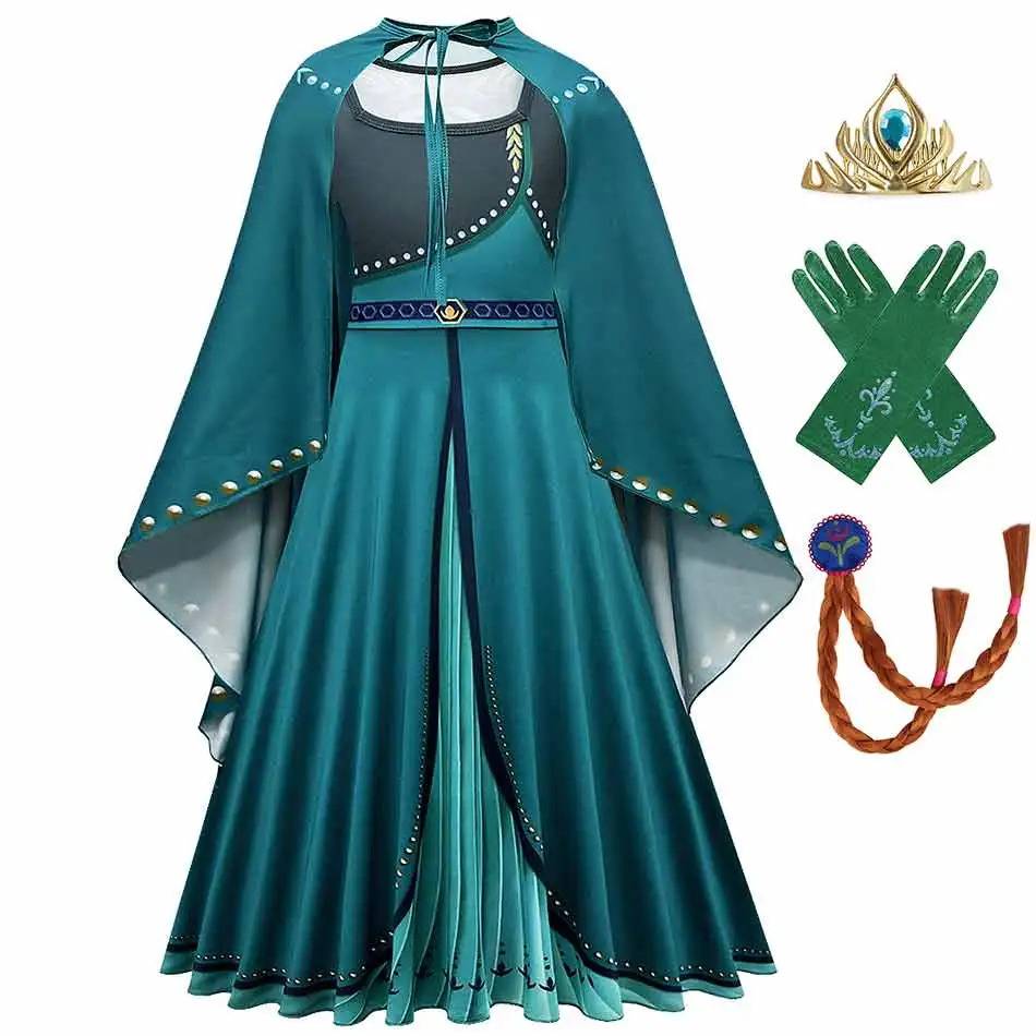 Платье Королевы Анны для девочек детский костюм принцессы косплея на Хэллоуин