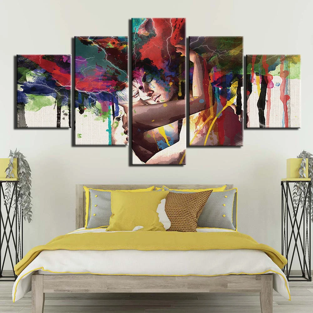 

No Framed Canvas 5Pcs Couple Lover Posters Graffiti Abstract Wall Art Pictures Decoration Home Decor for Living Room Paintings