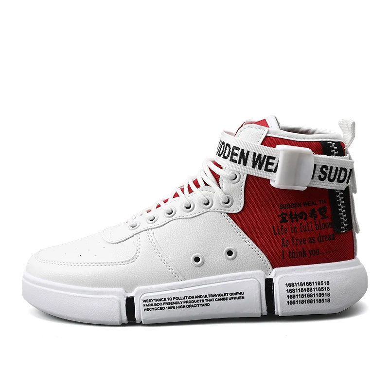 Уличная Мужская баскетбольная обувь zapatillas hombre Deportiva, высокие дышащие мужские ботильоны, тренировочные кроссовки, спортивная обувь - Цвет: white red