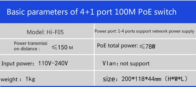 Стандартный 5-портовый коммутатор питания через Ethernet 4 порта POE сети электропитания переключатель POE стекируемые 10/100 Мбит/с Ethernet