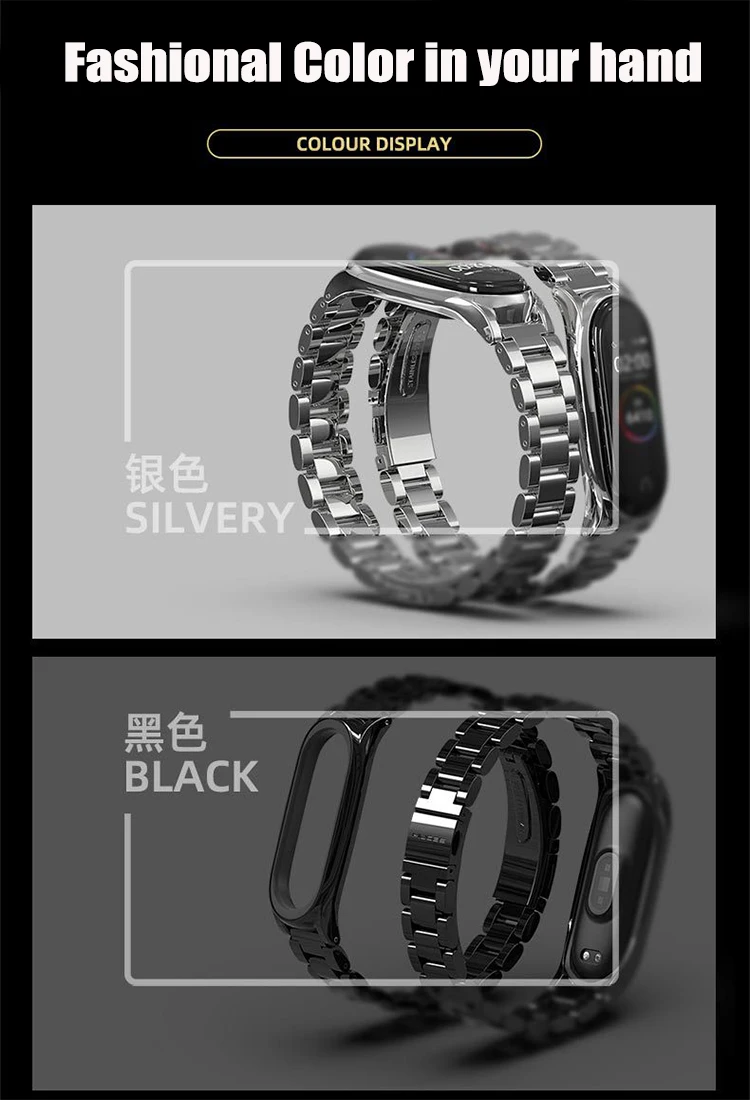 Ремешок BOORUI из нержавеющей стали mi band 4 Металлический сменный ремешок для xiaomi mi band 3 4 ремешок pulseira mi band 4 металлический ремешок на запястье