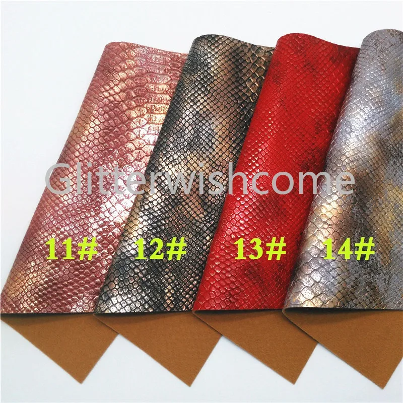 Glitterwishcome 21X29 см A4 размер винил для бантов металлическая змеиная кожа, синтетическая искусственная кожа листы для бантов, GM494A