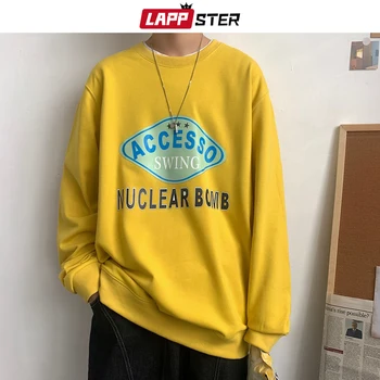 

LAPPSTER Men Graphic Korean Fashions Hoodies 2020 Pullover Japanese Streetwear Oversized Sweatshirts Hip Hop O-Neck Hoodie INS