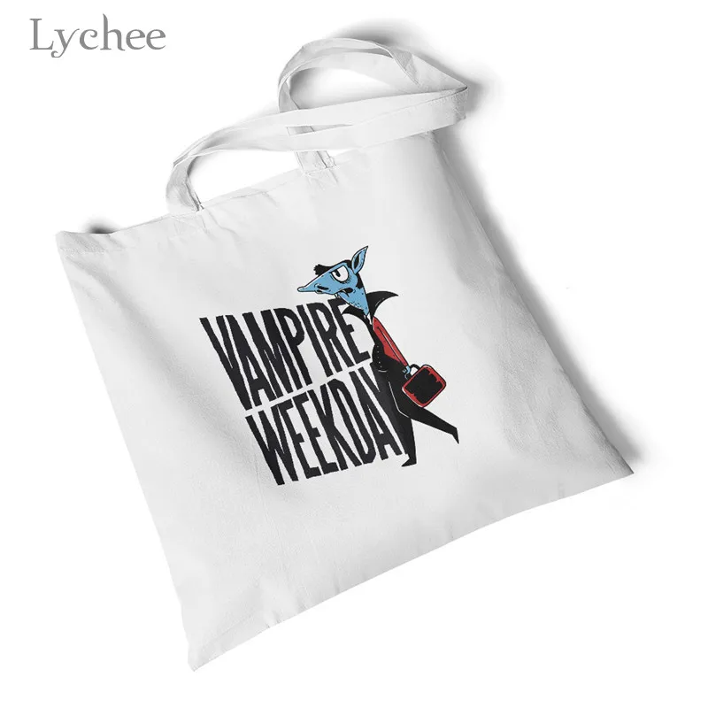 Lychee Harajuku экологические сумки для покупок, Женская Холщовая Сумка с принтом дьявола, школьные студенческие сумки через плечо, повседневные большие сумки