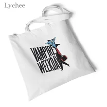Lychee Harajuku экологические сумки для покупок, Женская Холщовая Сумка с принтом дьявола, школьные студенческие сумки через плечо, повседневные большие сумки