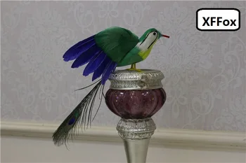 

small cute simulation wings bird toy foam& furs long tail green peacock bird doll gift about 24cm xf2559