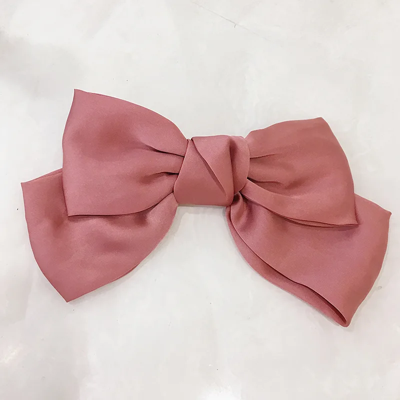 pink Модные однотонные заколки для волос с большим бантом для девочек, 2 уровня, прекрасные заколки для волос, шифоновые атласные заколки для волос, заколки, аксессуары для волос - Цвет: pink