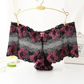 

Lace Sexy Panties Underwear Panties Women Low Waist Jacquard Panty Smealess Breathable Women Gauze Briefs Plus Large Size