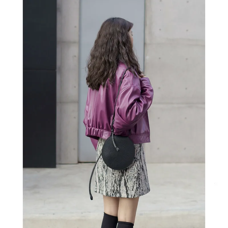 LANMREM New Autumn And Winter Coat Loose Korean Version Of The Solid Color Jacket Top Short Thick PU Leather Women 19B-a263