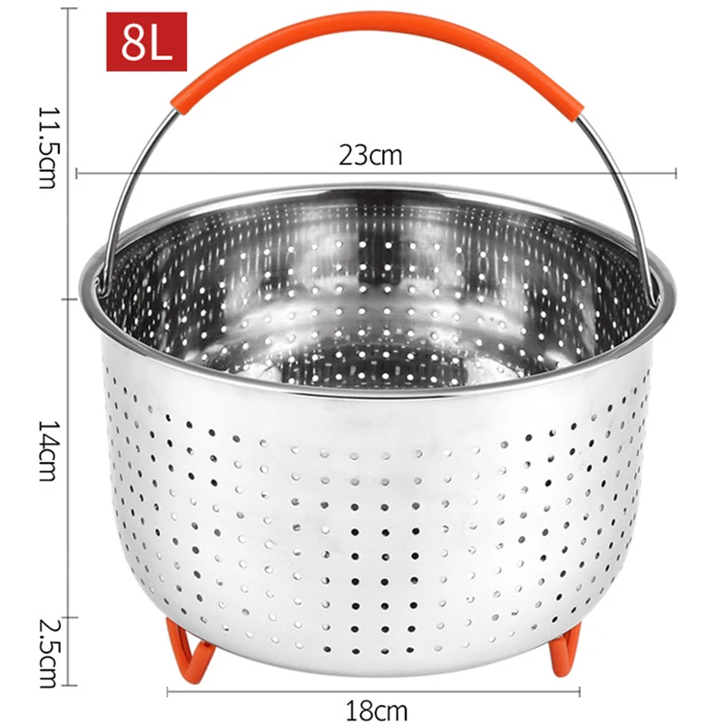 Durable Stainless Steel Steamer Basket with Silicone Handle