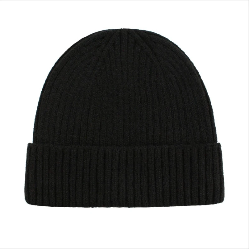 Knitting Vertical Stripes Unisex Beanie Hat Simple Casual Tide Crimping Dome Autumn Winter Hat Adult Cap designer skully hat