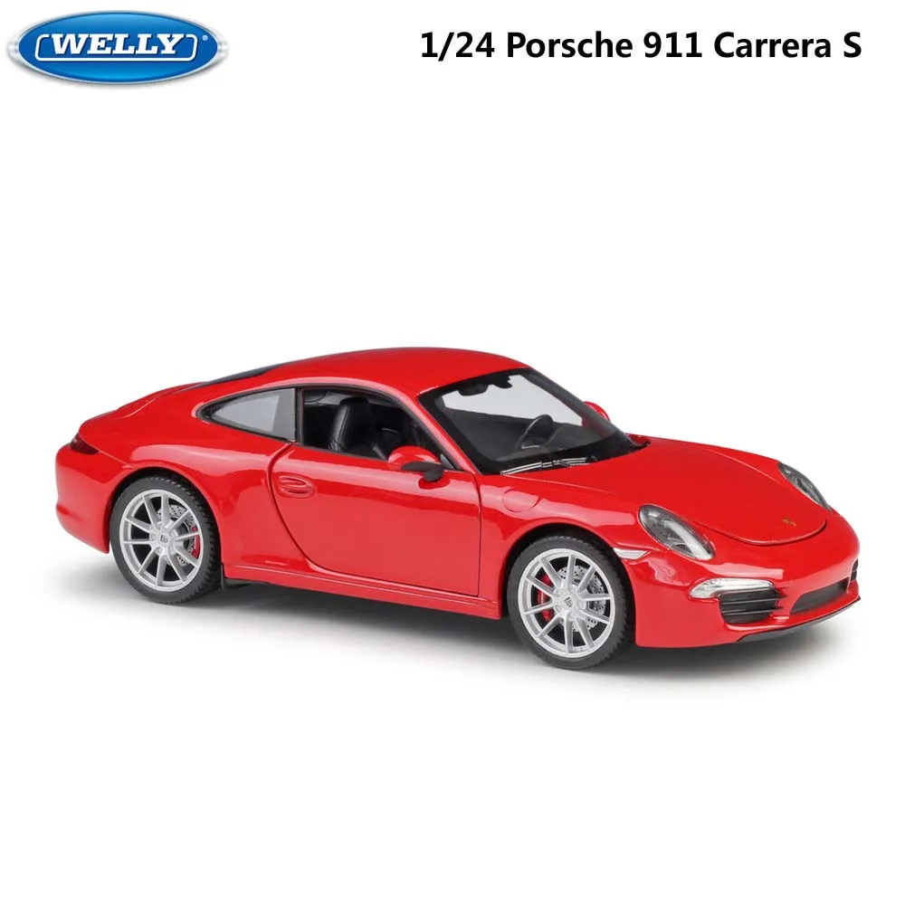 WELLY Modellauto Porsche 911 Carrera S rot Sammelauto Spielzeugauto Car 