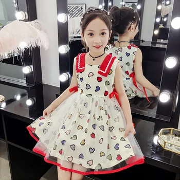

Girls Dress Shorts Sleeve Dot Print Children Outfits Summer 2020 Floral Mesh Kids Dresses for Girls Clothes Dresses 12 13 years
