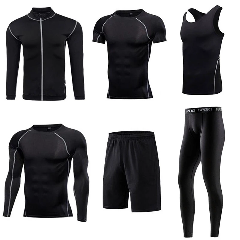 Men sportswear-S1 Мужская спортивная одежда, Компрессионные спортивные костюмы, светоотражающие спортивные костюмы, спортивные комплекты для бега, тренировок, фитнеса, тренажерного зала, комплекты для бега для мужчин - Цвет: Men sportswear-S1