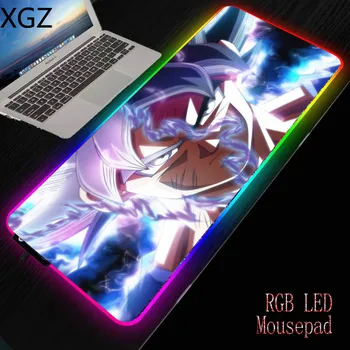 

XGZ Anime Mouse Pad Dragon Ball Goku Pattern RGB Computer Notebook Office Seam Side Desk Mat Irregular LED Luminous Mouse Pad
