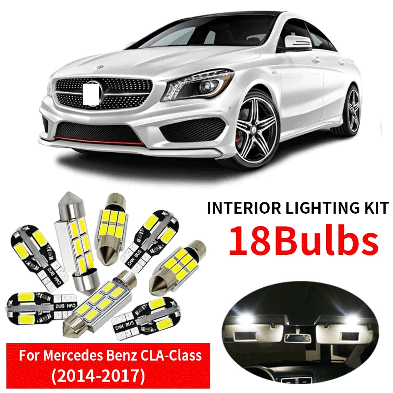 18 шт белые светодиодные с Canbus светильник автомобильные лампы для- Mercedes Benz CLA-Class Карта Купол Магистральные фонарь освещения номерного знака Интерьер посылка