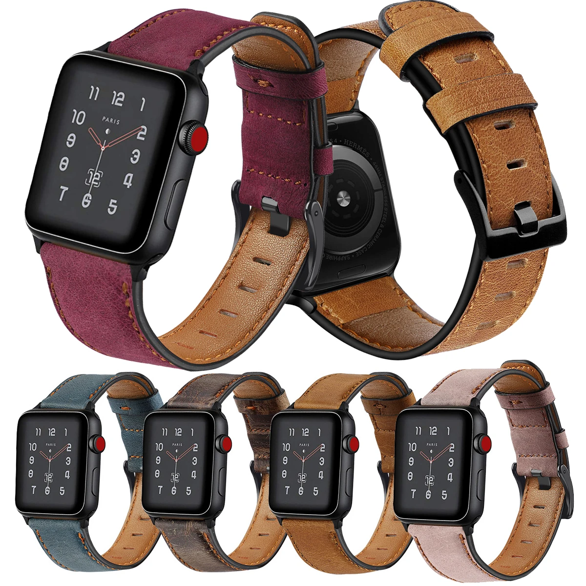 

Genuine Leather Strap for Apple Watch 5 4 3 2 1 42mm Series 5 4 3 2 1 band 44mm 38mm 40mm Strap for iwatch 5 4 3 2 Bracelet