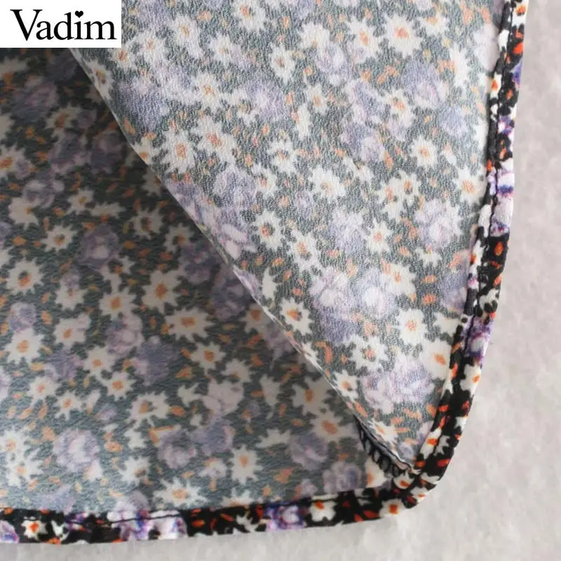 Женское элегантное платье vadim цветочный принт мини-платье Длинные рукава Боковая молния женские повседневные стильные шикарные платья vestidos QD068