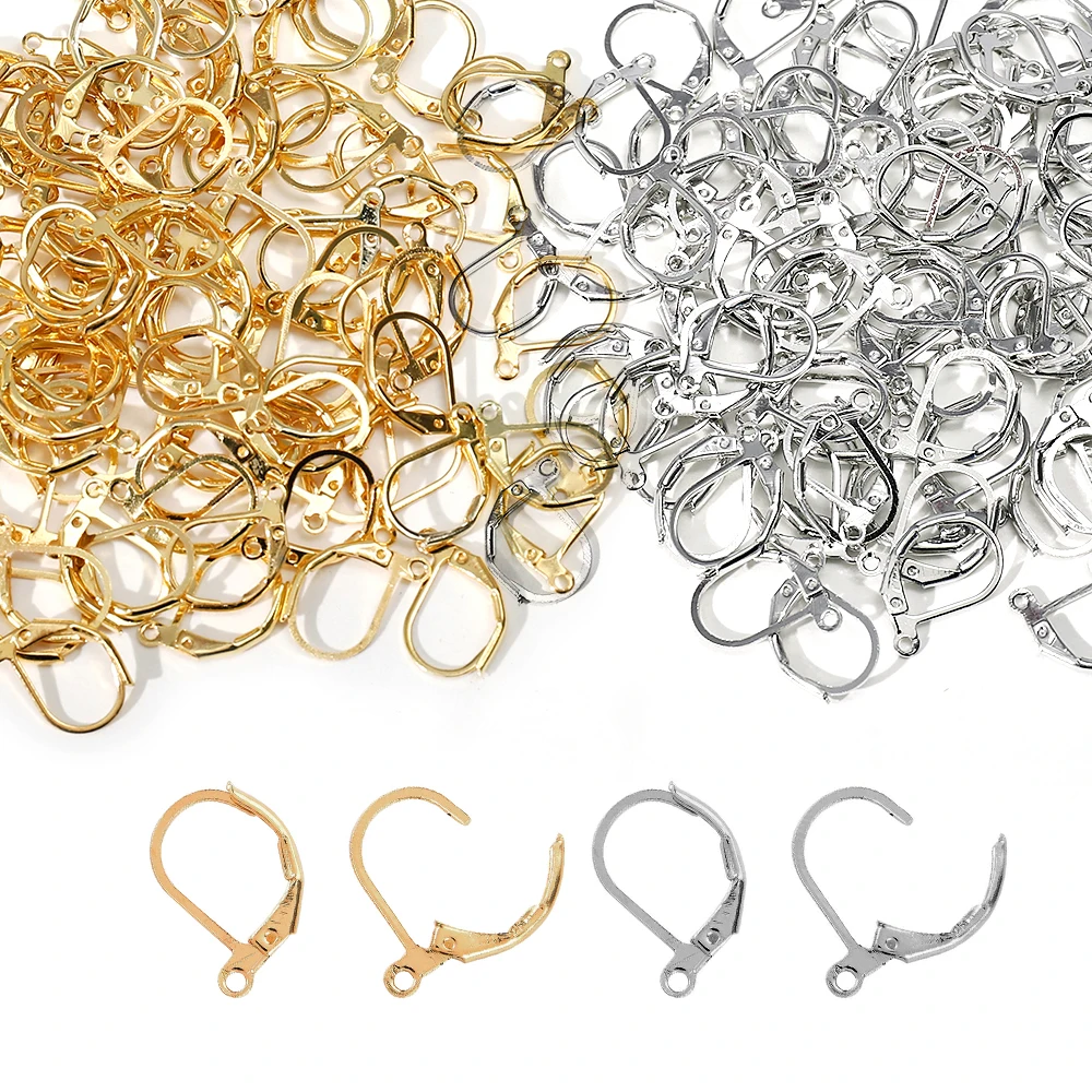 

2cm 100pcs/Lot Gold Plated High Quality Earring Hooks Wire Settings Base Hoops D-Shaped Earrings for DIY Jewelry Making Supplies