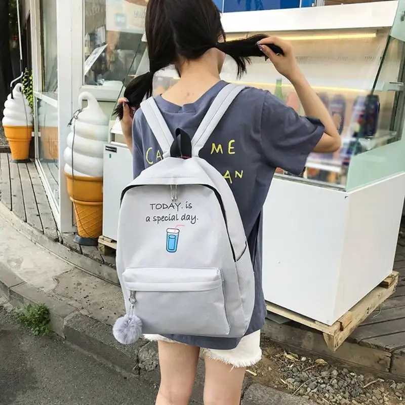Женский холщовый рюкзак 4 шт./компл. для девочек-подростков, студенческий дорожный рюкзак на плечо, школьная сумка, пенал для девочек
