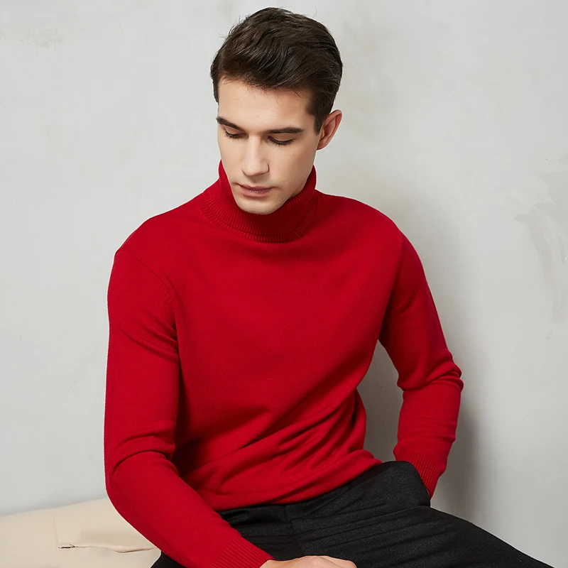 Winter Men's Turtleneck Sweater Thicken Warm Fashion Solid Color Youth Casual Soft 8-color Sweater Male Brand Clothes