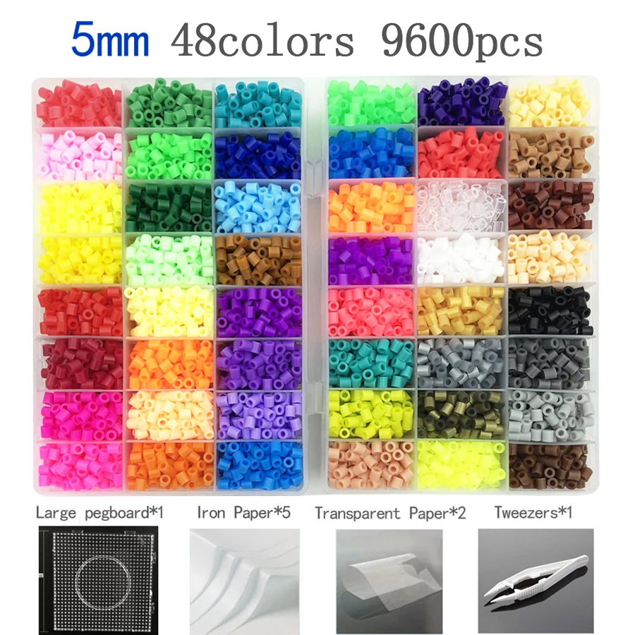 

Perler Perlen Beads Kit 5mm/2.6mm Hama beads Whole Set with Pegboard Iron 3D Puzzle DIY Toy Kids Creative Handmade Craft Gift