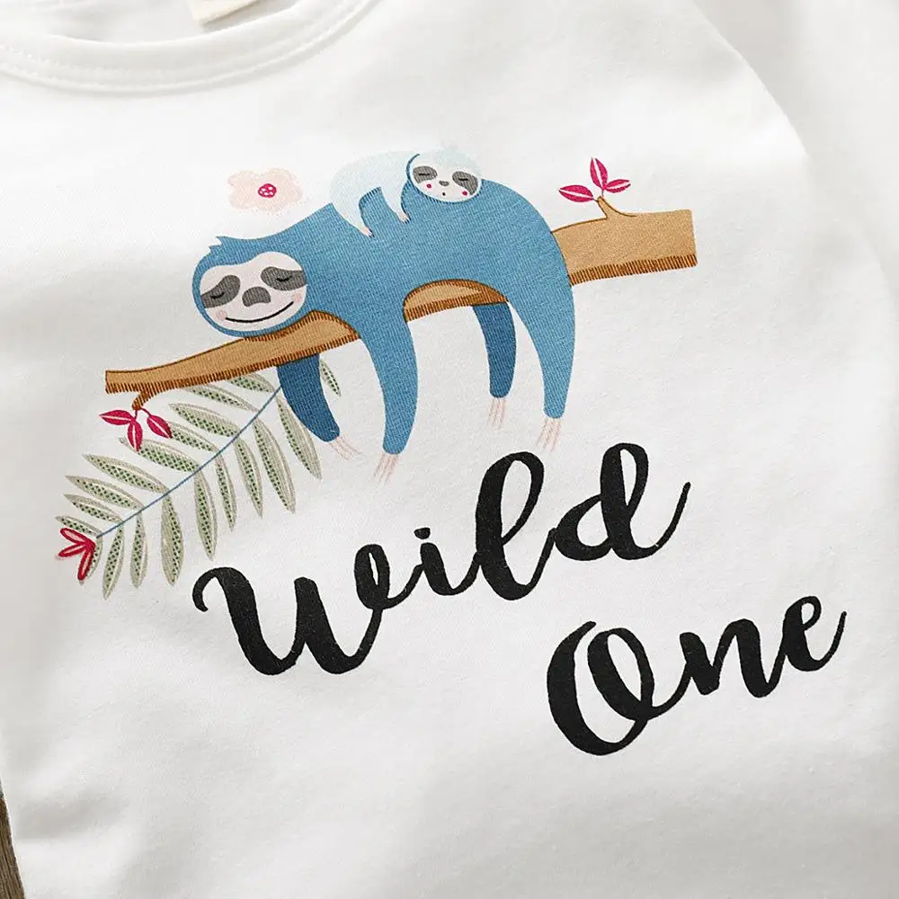 Baby Clothes Sets Newborn 3Pcs Cute Cartoon Print Romper + Pants + Hats Outfits Spring Autumn Infant Kids Costumes Children Wear