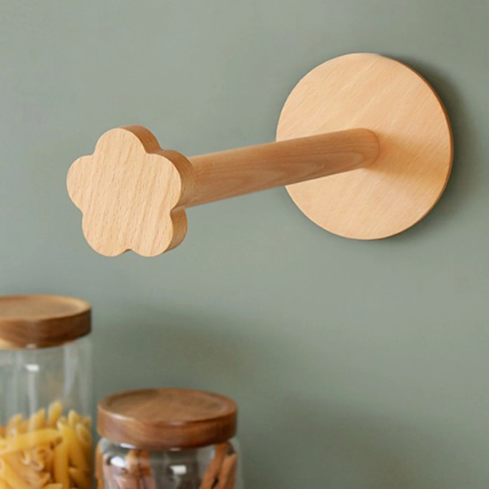 

Napkin Holder Wall-mounted Paper Towel Rack 1PC Punch-free Wooden Wall-Mounted Kitchen Storage Shelf