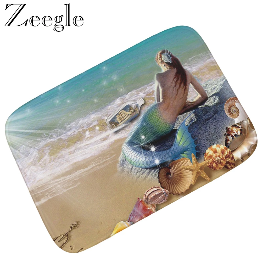 Zeegle Flannel Doormat Kitchen Rug Indoor Door Mat Anti-Skid Outdoor Carpet Bathroom Rug Absorbent Hallway Mat Foot Carpet
