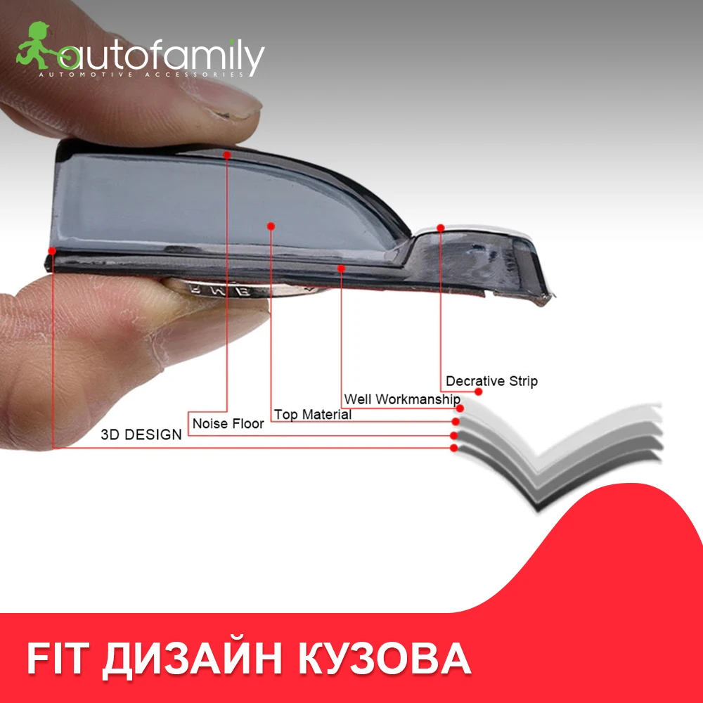 Дефлекторы окон для Vinguru Kia Rio IV сед 4 шт. 2017 литьевой поликарбонат/накладные/скотч|
