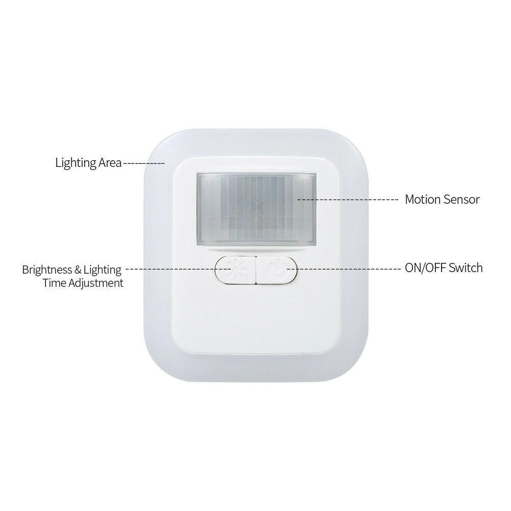 Motion Sensor Adjustable Led Smart Night Lamp Sleeping Plug In Hallway Wall Bedroom Bright Photosensitive Home Aisle Light
