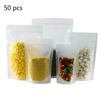 

50PCS Zip Lock Ziplock Bags Clear Food Storage Package Small Jewelry Packing Reclosable Vacuum Storage Bag Thick Fresh Bag