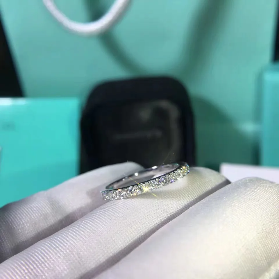 Кольцо из стерлингового серебра S925 пробы с муассанитом, лабораторное бриллиантовое кольцо с полувечностью, обручальное кольцо для женщин