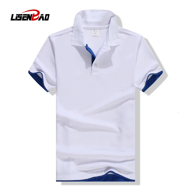 1757 white blue LiSENBAO брендовая Летняя мужская рубашка поло, хлопковая рубашка с коротким рукавом, деловая приталенная рубашка поло с коротким рукавом, дышащая футболка-поло - Цвет: 1757 white blue