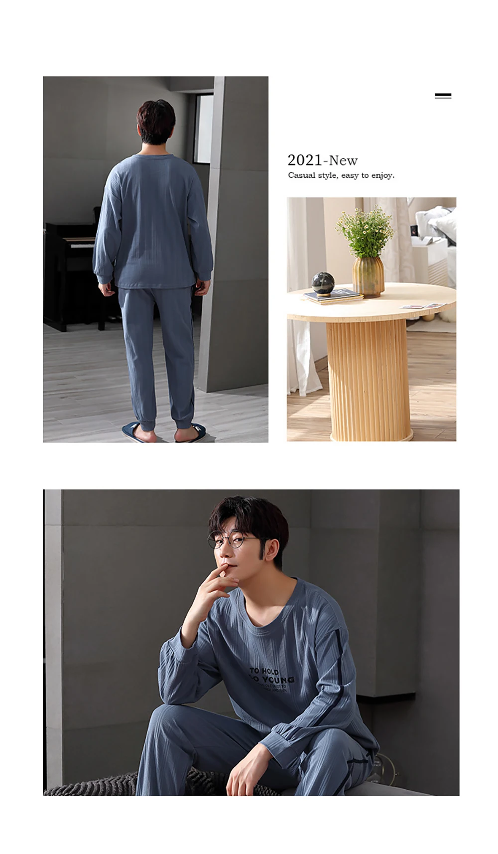 Autumn Winter Male Long Sleeve Pajama Sets Casual Striped Lounge Set Comfortable Soft Sleepwear Pijama Plus Size Pajamas for Men men's pajama sets