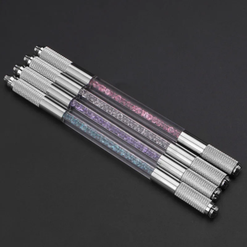 

1PcsDouble-headed Crystal Acrylic Tattoo Manual Pen Microblading Permanent Makeup Pen for 3D Eyebrow Suit for Flex/Round Needle