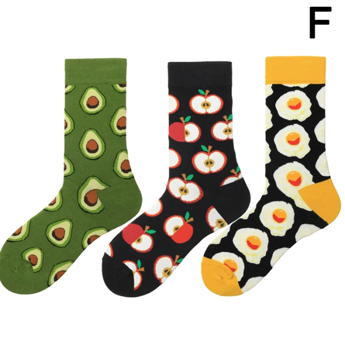 Droppshiping набор из 3 женских инновационных носков Burger Avocado Funky еда серия счастливые носки новинка d88