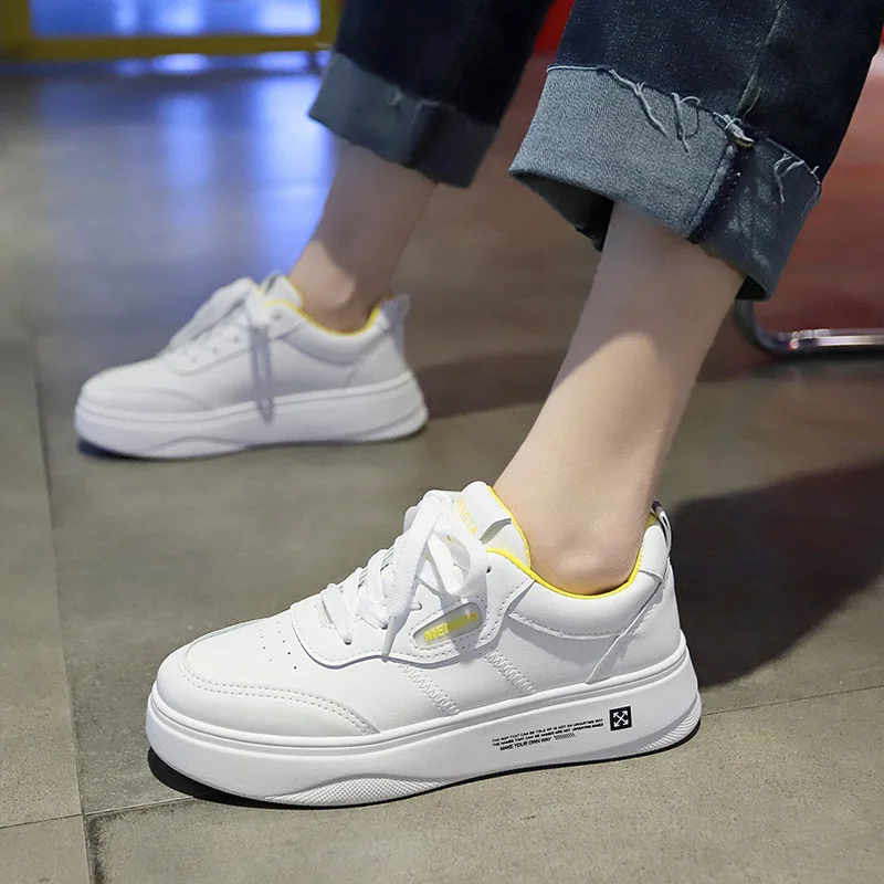 

Spring New Style WOMEN'S Casual Shoes Thick Bottomed Shoes White Extra High Platform Students Shoes Soft Bottom Running Shoes Wo