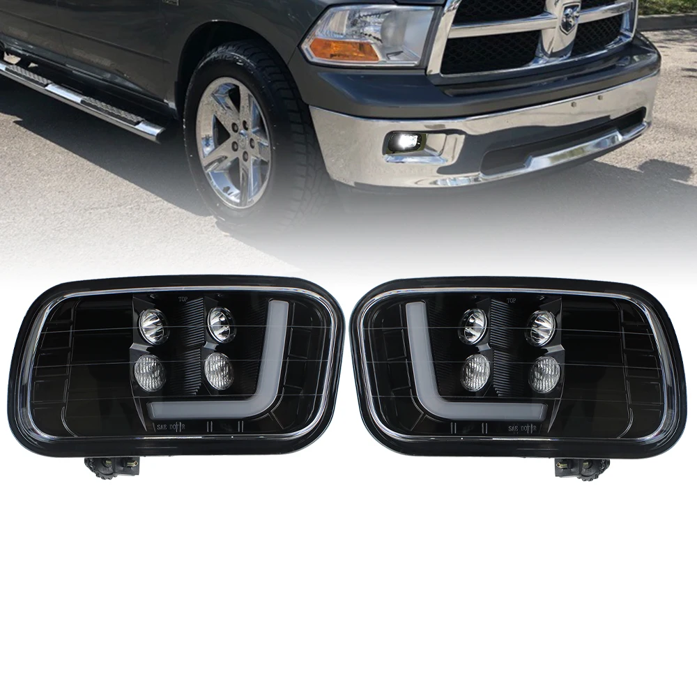 Для Dodge Ram 1500 2009-2012 Ram 2500 2010- Ram 3500 2010-2012 светодиодный противотуманный фонарь в сборе DRL фара черная 2 шт