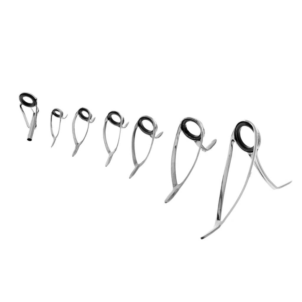 7Pcs Mixed Size Fishing Rod Guides Line Ring Rod Repair Kit For Rod Building 5# 6# 8# 10# 12# 16# 20#