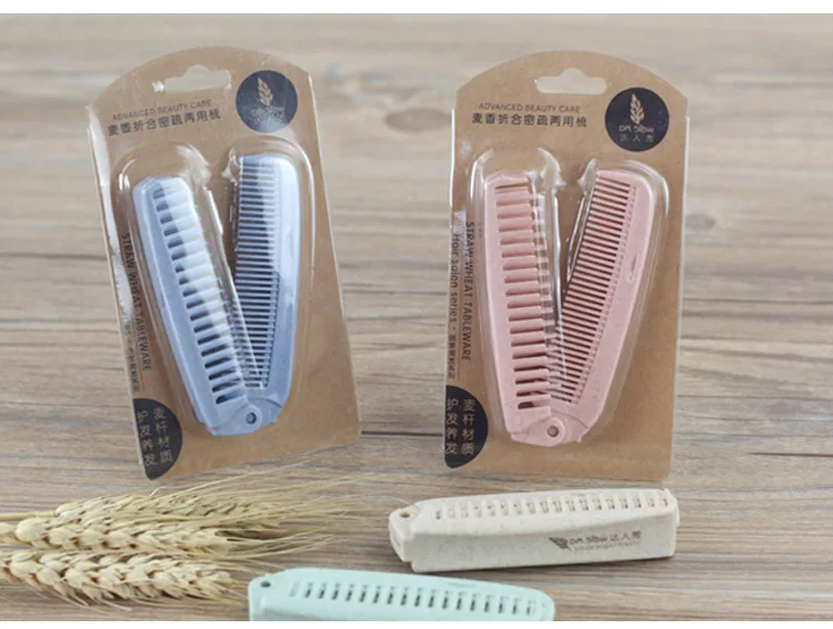 P438 Natural Wheat Composite Material Comb Wheat Folding Dense Comb Dual Purpose Comb Lightweight Portable Hairdressing Comb