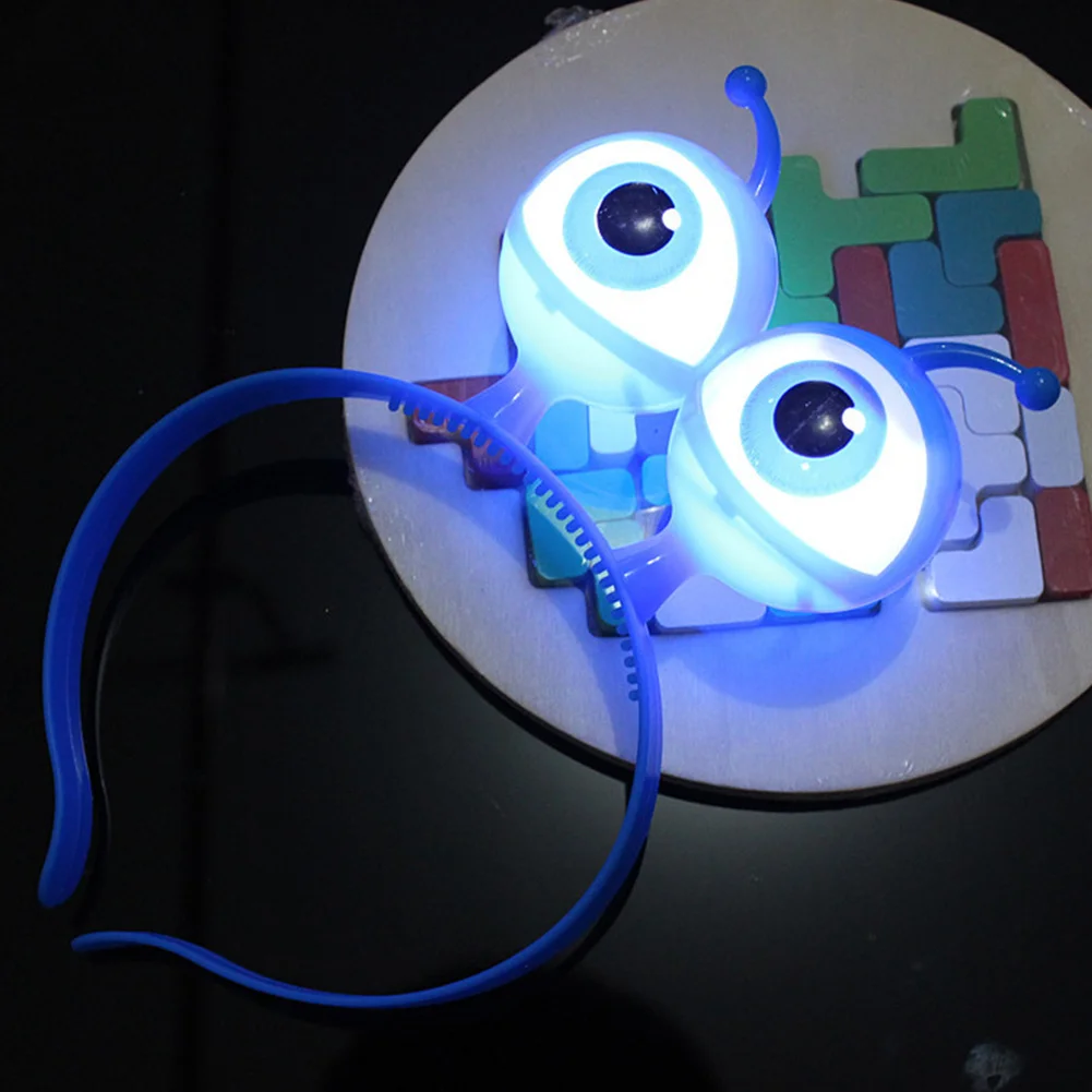 cheap Halloween LED Flashing Alien Headband,Light Up Eyeballs Hair Band Glow Party Supplies led Accessories