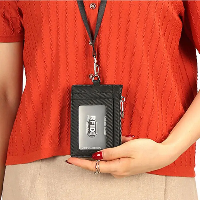 Автобус ID держатель для карт чехол RFID Блокировка значок шейный ремень ремешок X7XC