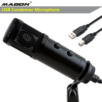 

free shipping , MADON BM-800 USB professional condenser studio recording microphone for PC and legtop